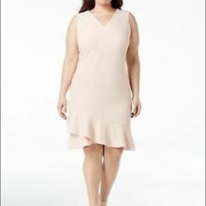 Calvin Klein Sleeveless V-neck Ruffle Dress